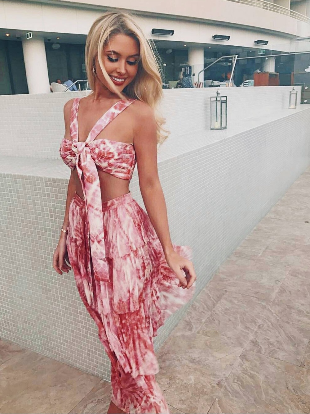 Zimmermann Pink Tiered Midi Skirt